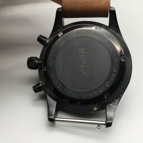 MVMT Outback Chronograph Watch Men 42mm Black Date Leather Band New Battery - Picture 14 of 15